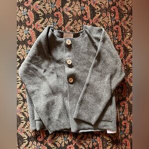 Gray Kids Sweater with Button Detail